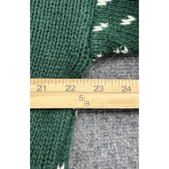 Driving Force Green Knit Sweater Fair Isle Moose Women’s L Cottagecore Country - Picture 9 of 10